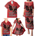 Personalised Dragons NAIDOC Week 2024 Family Matching Puletasi and Hawaiian Shirt Aboriginal Fire Burning Sparks
