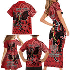 Personalised Dragons NAIDOC Week 2024 Family Matching Short Sleeve Bodycon Dress and Hawaiian Shirt Aboriginal Fire Burning Sparks