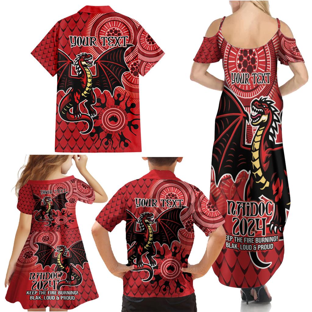Personalised Dragons NAIDOC Week 2024 Family Matching Summer Maxi Dress and Hawaiian Shirt Aboriginal Fire Burning Sparks