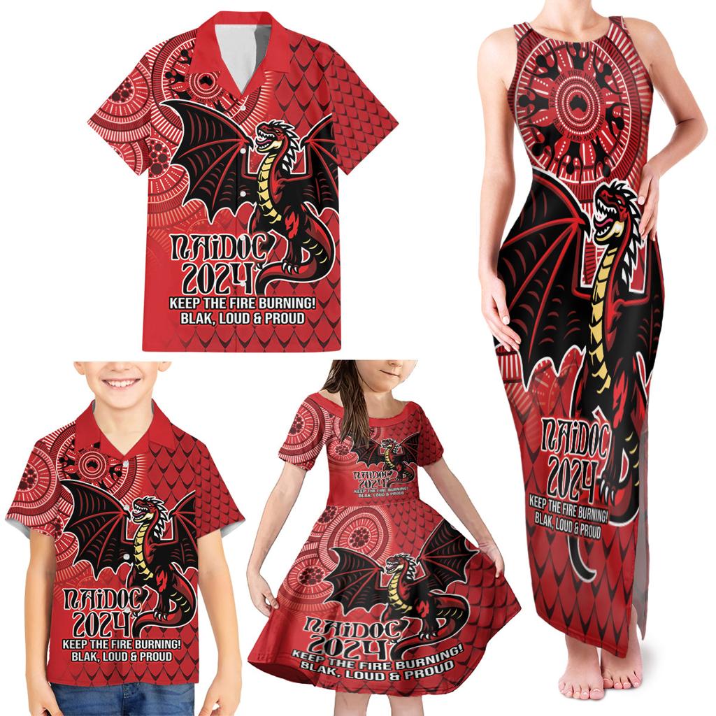Personalised Dragons NAIDOC Week 2024 Family Matching Tank Maxi Dress and Hawaiian Shirt Aboriginal Fire Burning Sparks