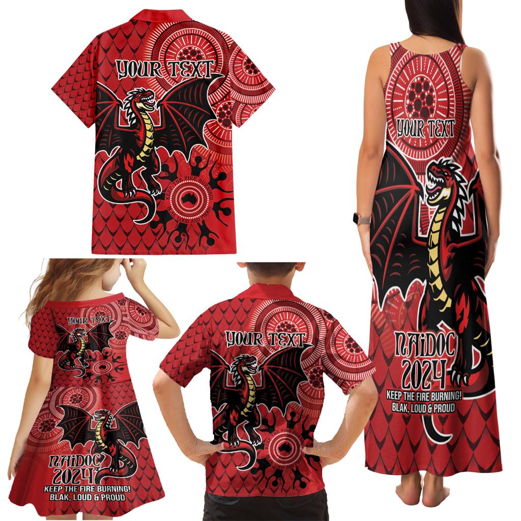 Personalised Dragons NAIDOC Week 2024 Family Matching Tank Maxi Dress and Hawaiian Shirt Aboriginal Fire Burning Sparks