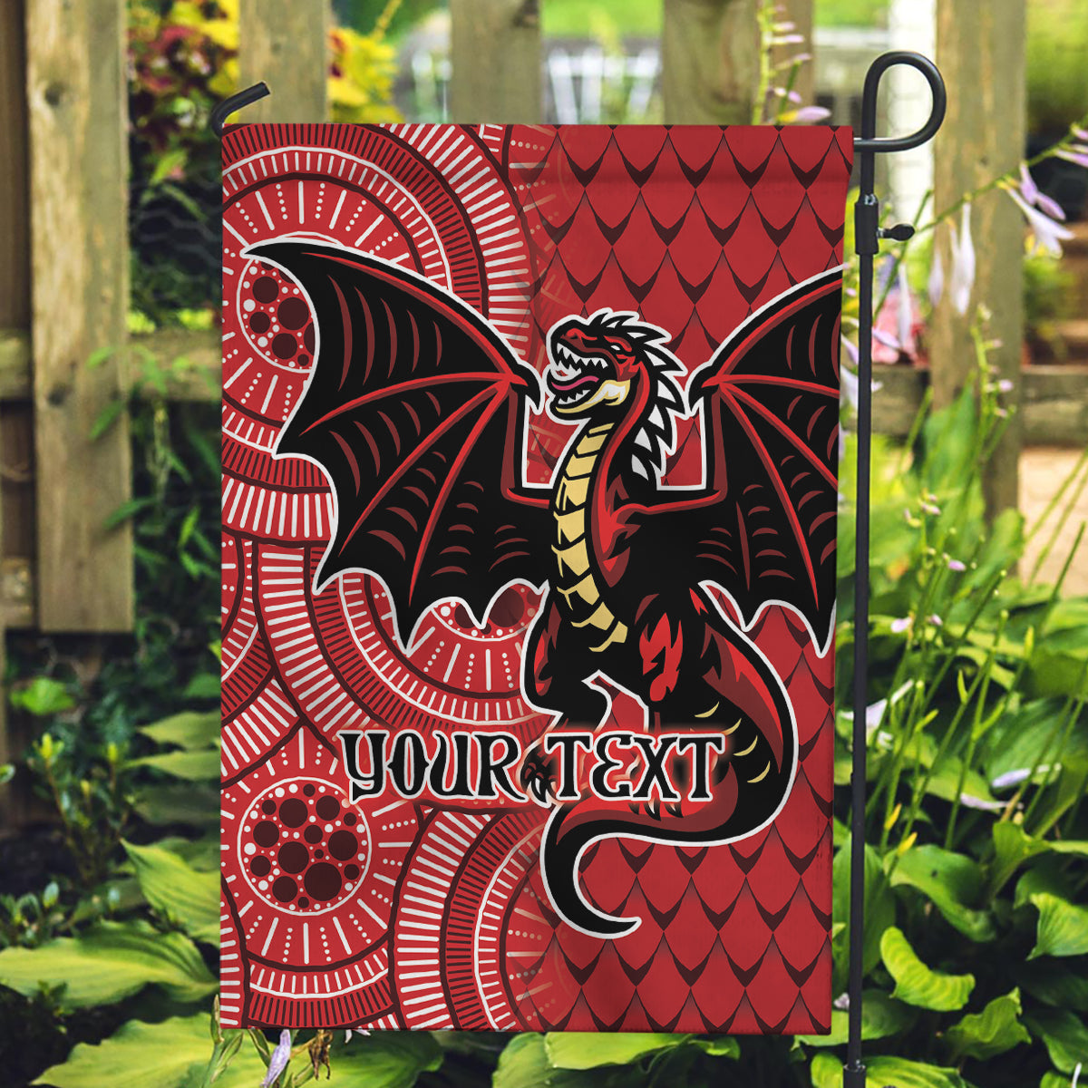 Personalised Dragons NAIDOC Week 2024 Garden Flag Aboriginal Fire Burning Sparks