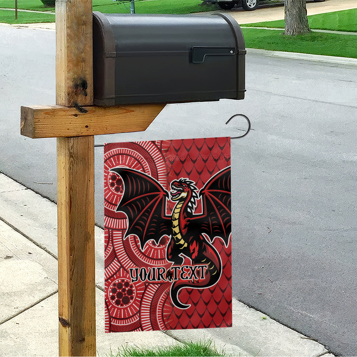 Personalised Dragons NAIDOC Week 2024 Garden Flag Aboriginal Fire Burning Sparks