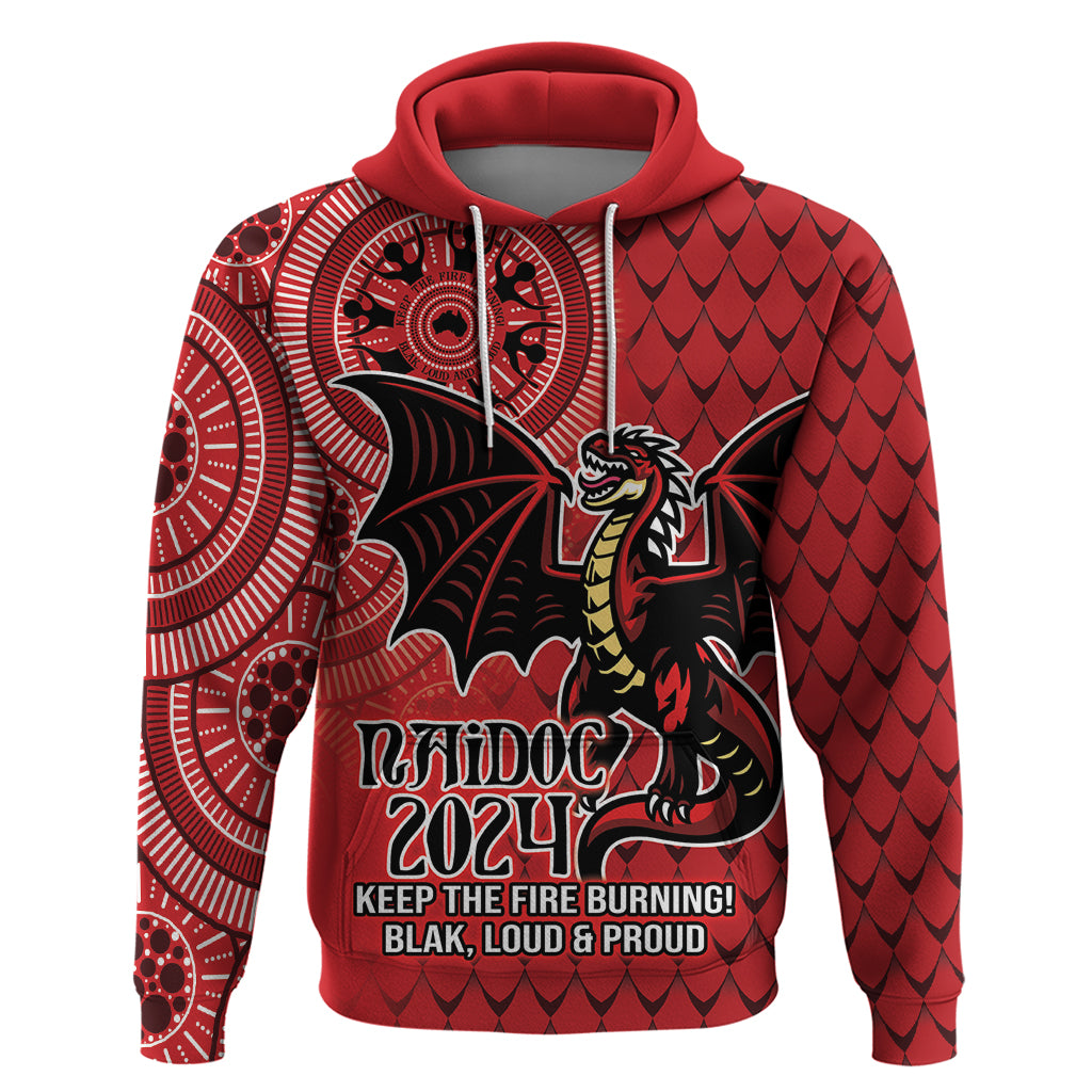 Personalised Dragons NAIDOC Week 2024 Hoodie Aboriginal Fire Burning Sparks