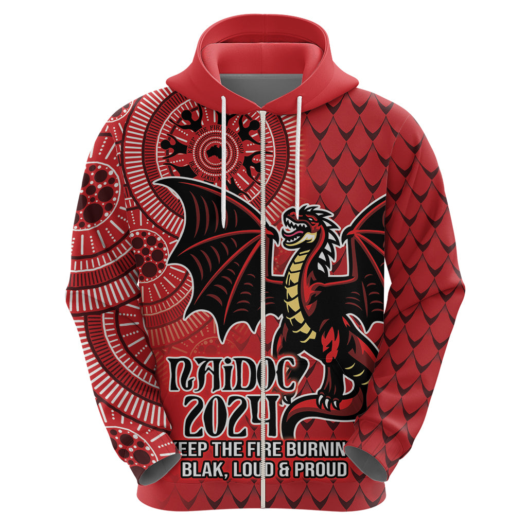 Personalised Dragons NAIDOC Week 2024 Hoodie Aboriginal Fire Burning Sparks