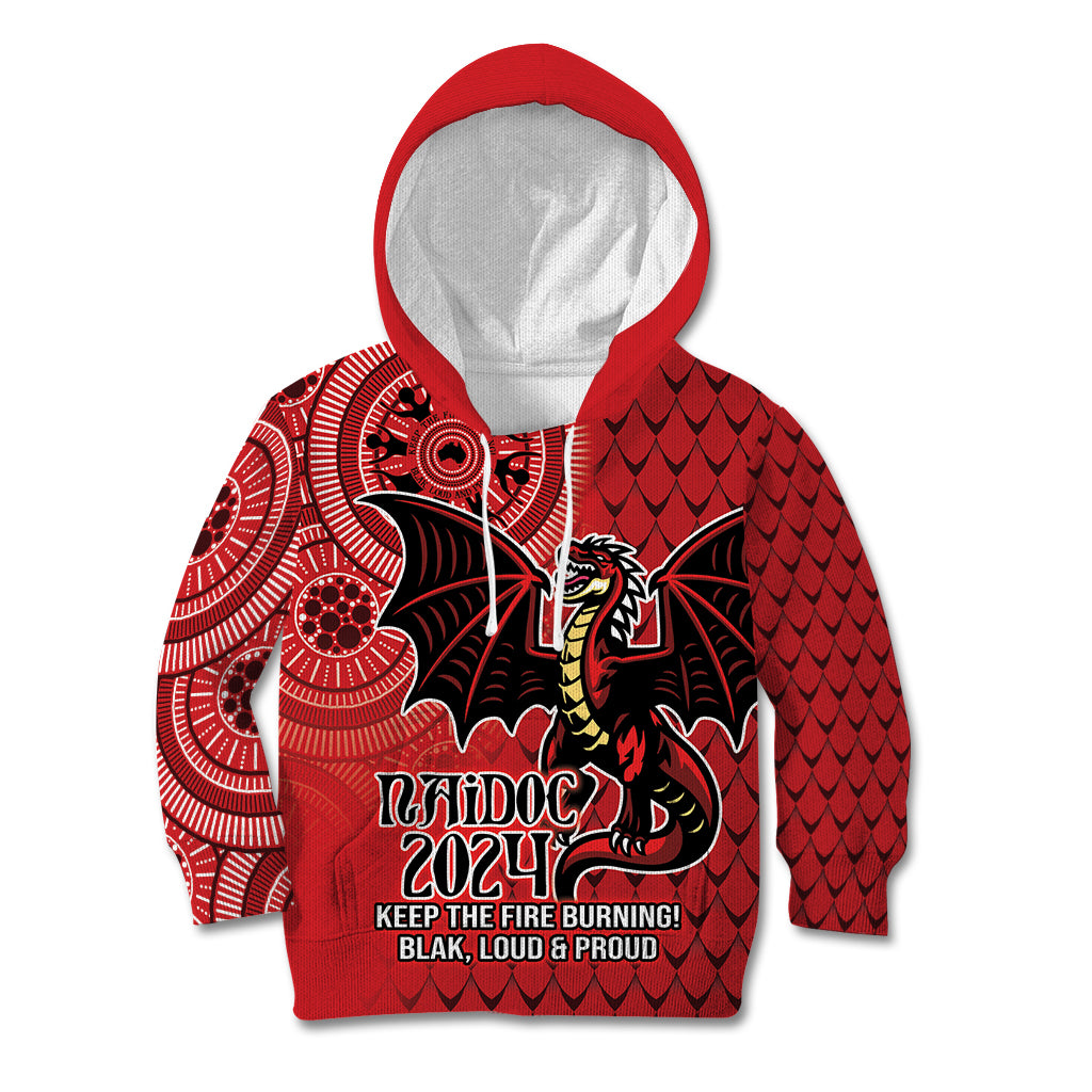 Personalised Dragons NAIDOC Week 2024 Kid Hoodie Aboriginal Fire Burning Sparks