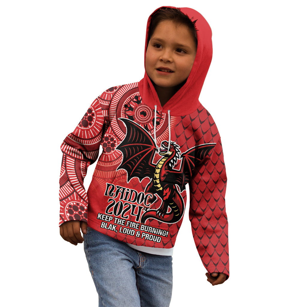 Personalised Dragons NAIDOC Week 2024 Kid Hoodie Aboriginal Fire Burning Sparks