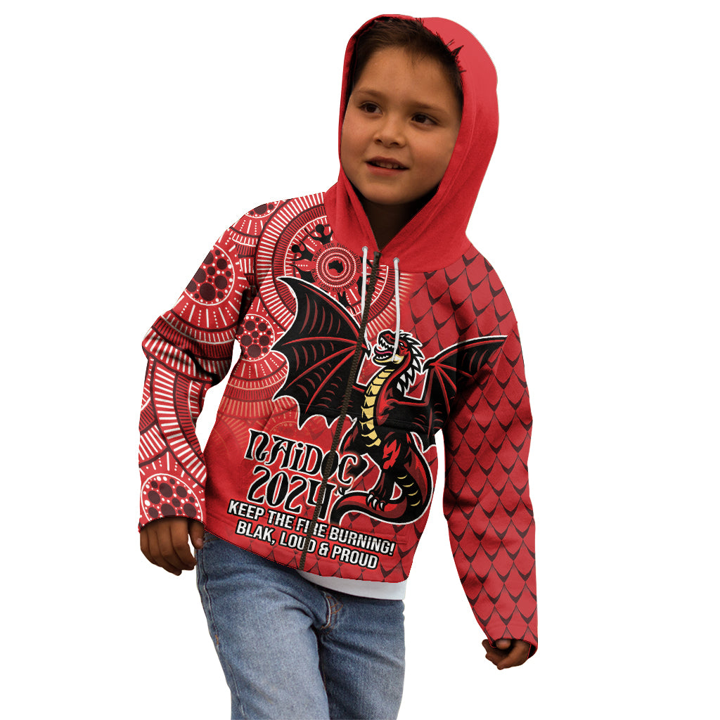 Personalised Dragons NAIDOC Week 2024 Kid Hoodie Aboriginal Fire Burning Sparks