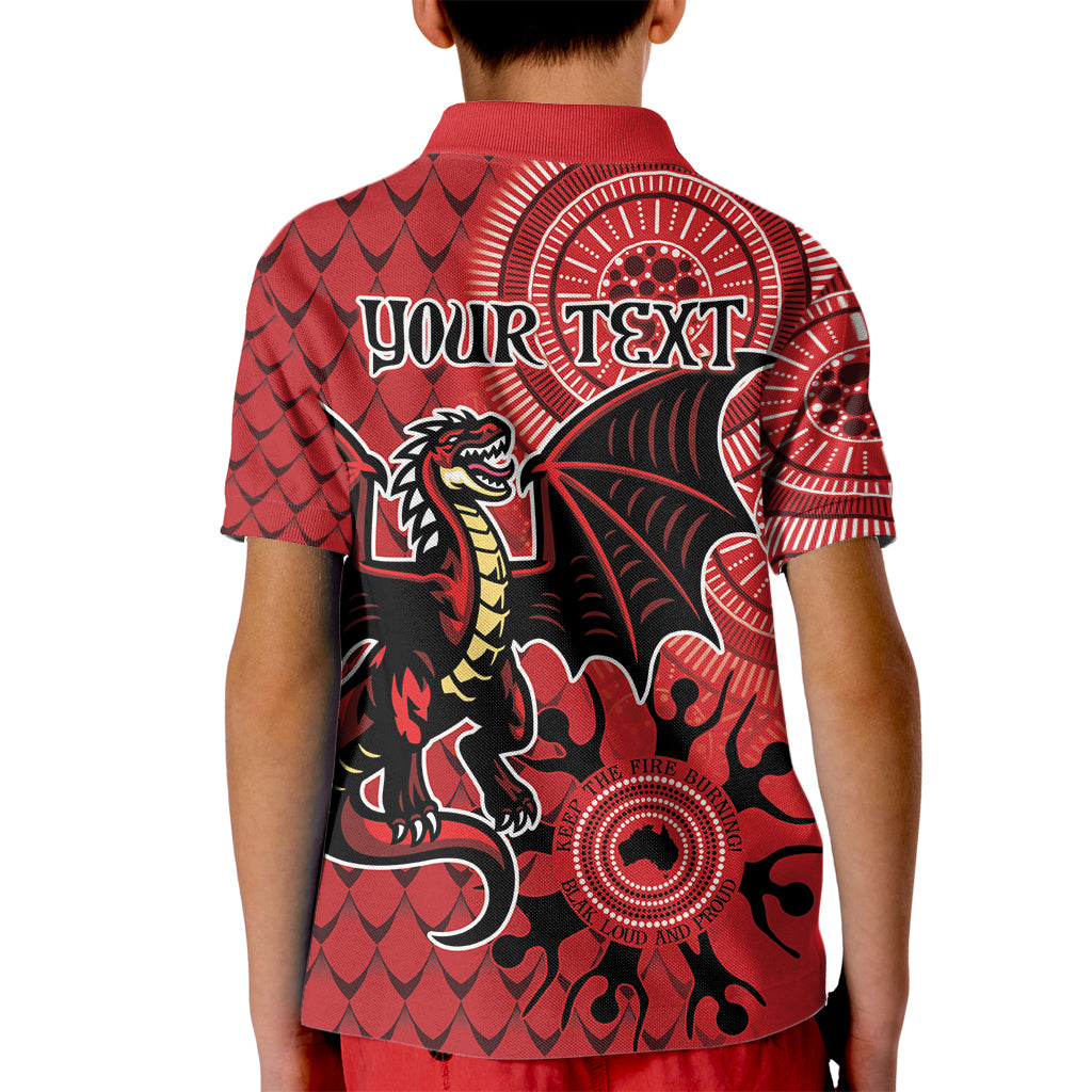 Personalised Dragons NAIDOC Week 2024 Kid Polo Shirt Aboriginal Fire Burning Sparks