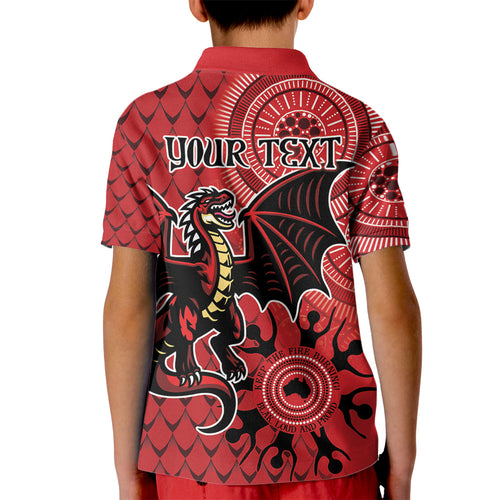 Personalised Dragons NAIDOC Week 2024 Kid Polo Shirt Aboriginal Fire Burning Sparks