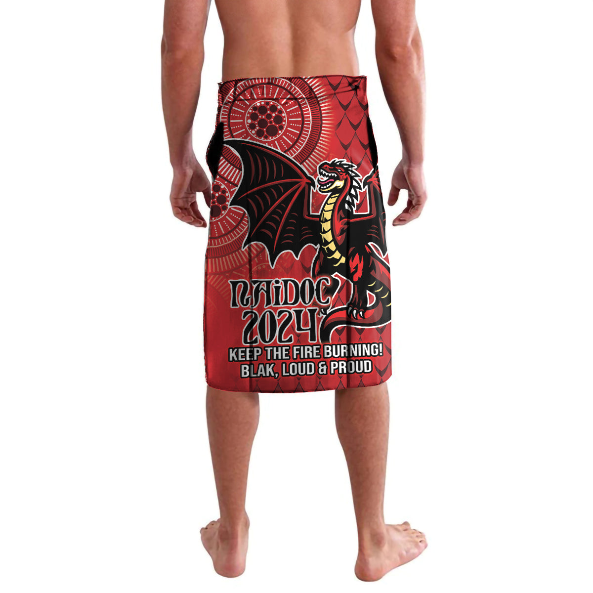 Personalised Dragons NAIDOC Week 2024 Lavalava Aboriginal Fire Burning Sparks