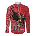Personalised Dragons NAIDOC Week 2024 Long Sleeve Button Shirt Aboriginal Fire Burning Sparks