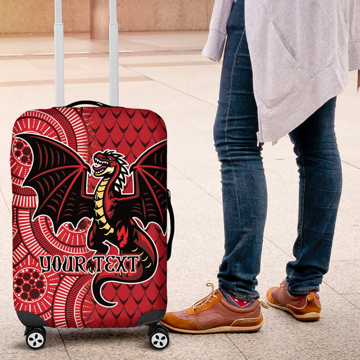 Personalised Dragons NAIDOC Week 2024 Luggage Cover Aboriginal Fire Burning Sparks