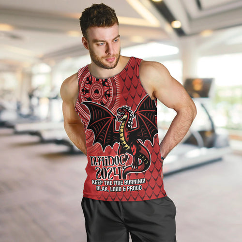 Personalised Dragons NAIDOC Week 2024 Men Tank Top Aboriginal Fire Burning Sparks