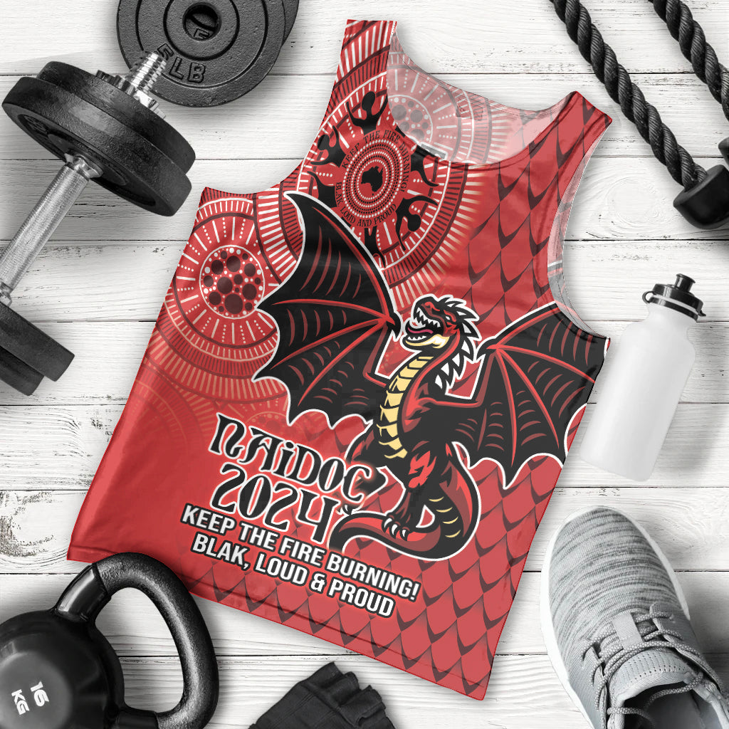 Personalised Dragons NAIDOC Week 2024 Men Tank Top Aboriginal Fire Burning Sparks