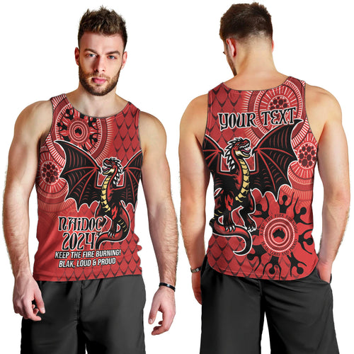 Personalised Dragons NAIDOC Week 2024 Men Tank Top Aboriginal Fire Burning Sparks