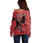 Personalised Dragons NAIDOC Week 2024 Off Shoulder Sweater Aboriginal Fire Burning Sparks
