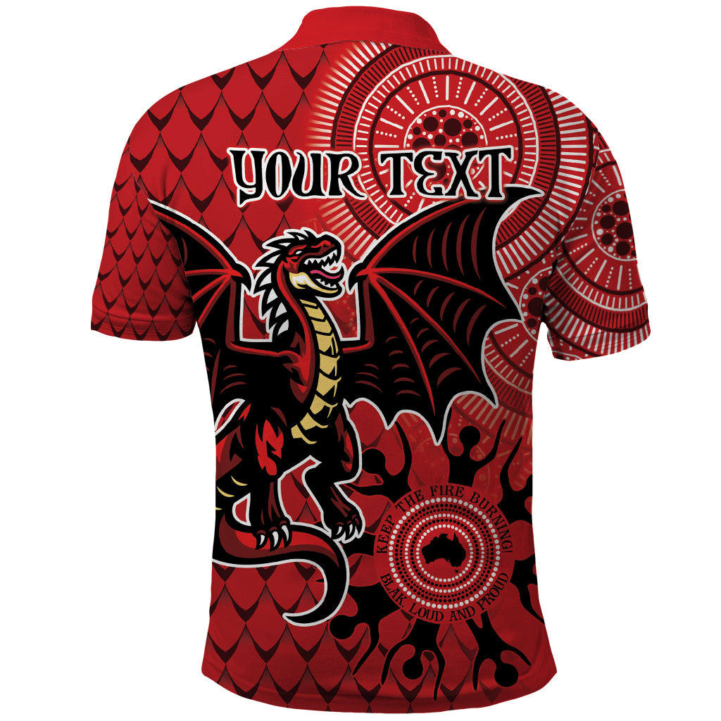 Personalised Dragons NAIDOC Week 2024 Polo Shirt Aboriginal Fire Burning Sparks