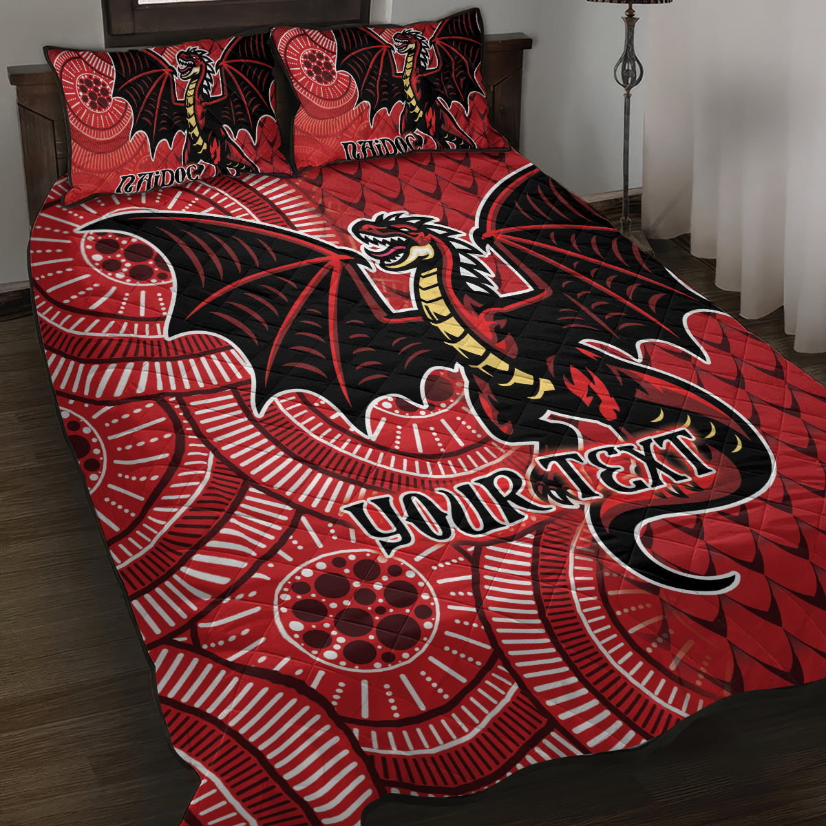 Personalised Dragons NAIDOC Week 2024 Quilt Bed Set Aboriginal Fire Burning Sparks