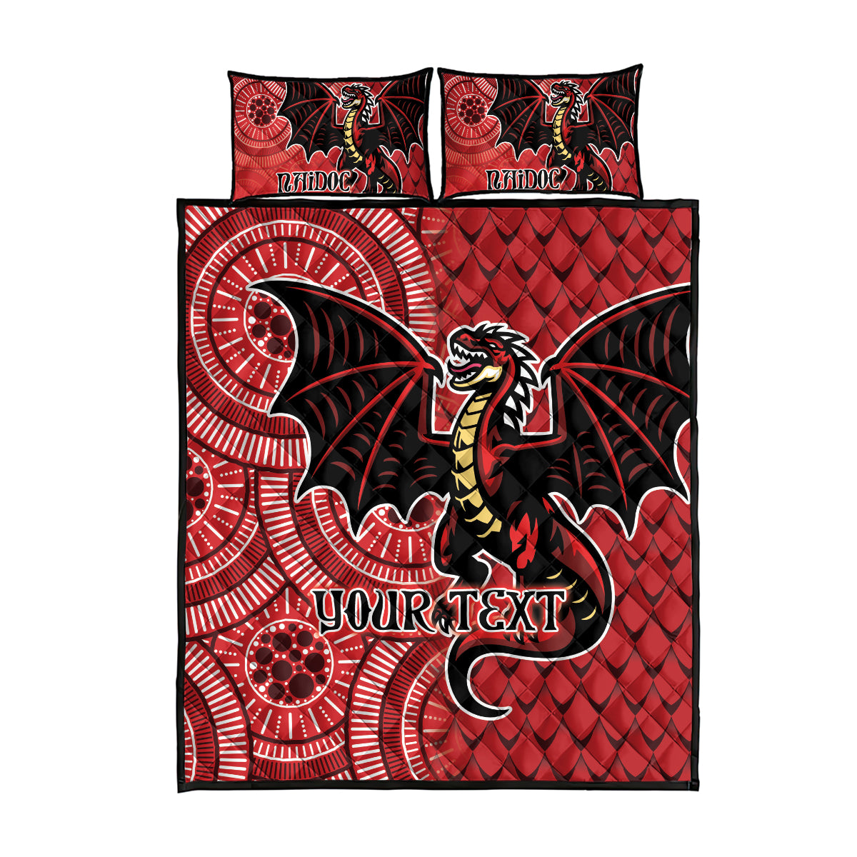 Personalised Dragons NAIDOC Week 2024 Quilt Bed Set Aboriginal Fire Burning Sparks