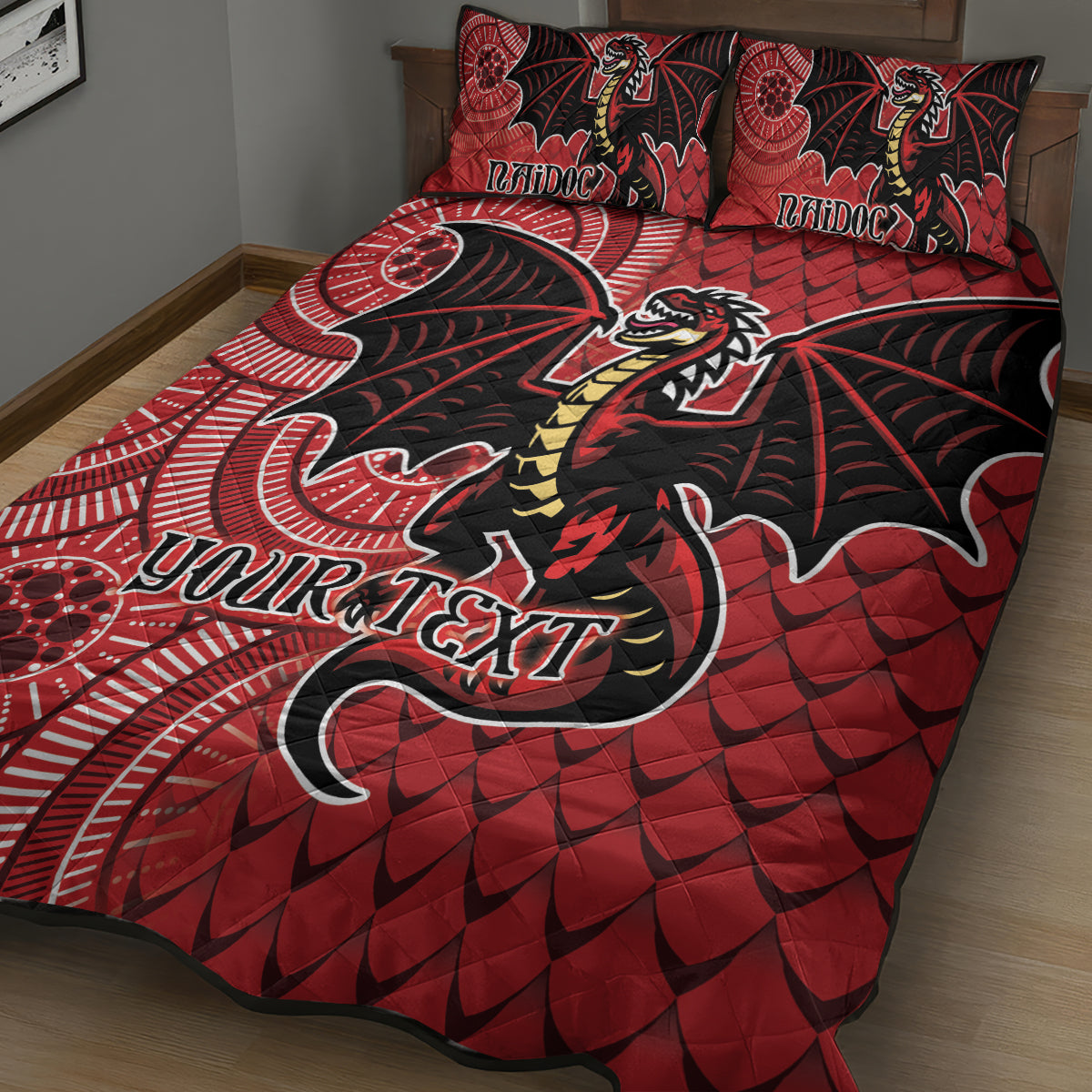 Personalised Dragons NAIDOC Week 2024 Quilt Bed Set Aboriginal Fire Burning Sparks