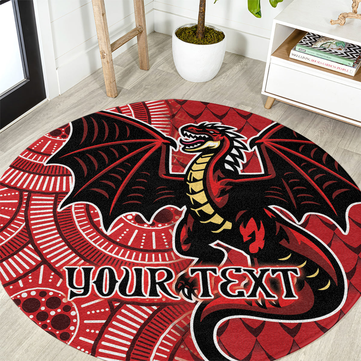 Personalised Dragons NAIDOC Week 2024 Round Carpet Aboriginal Fire Burning Sparks