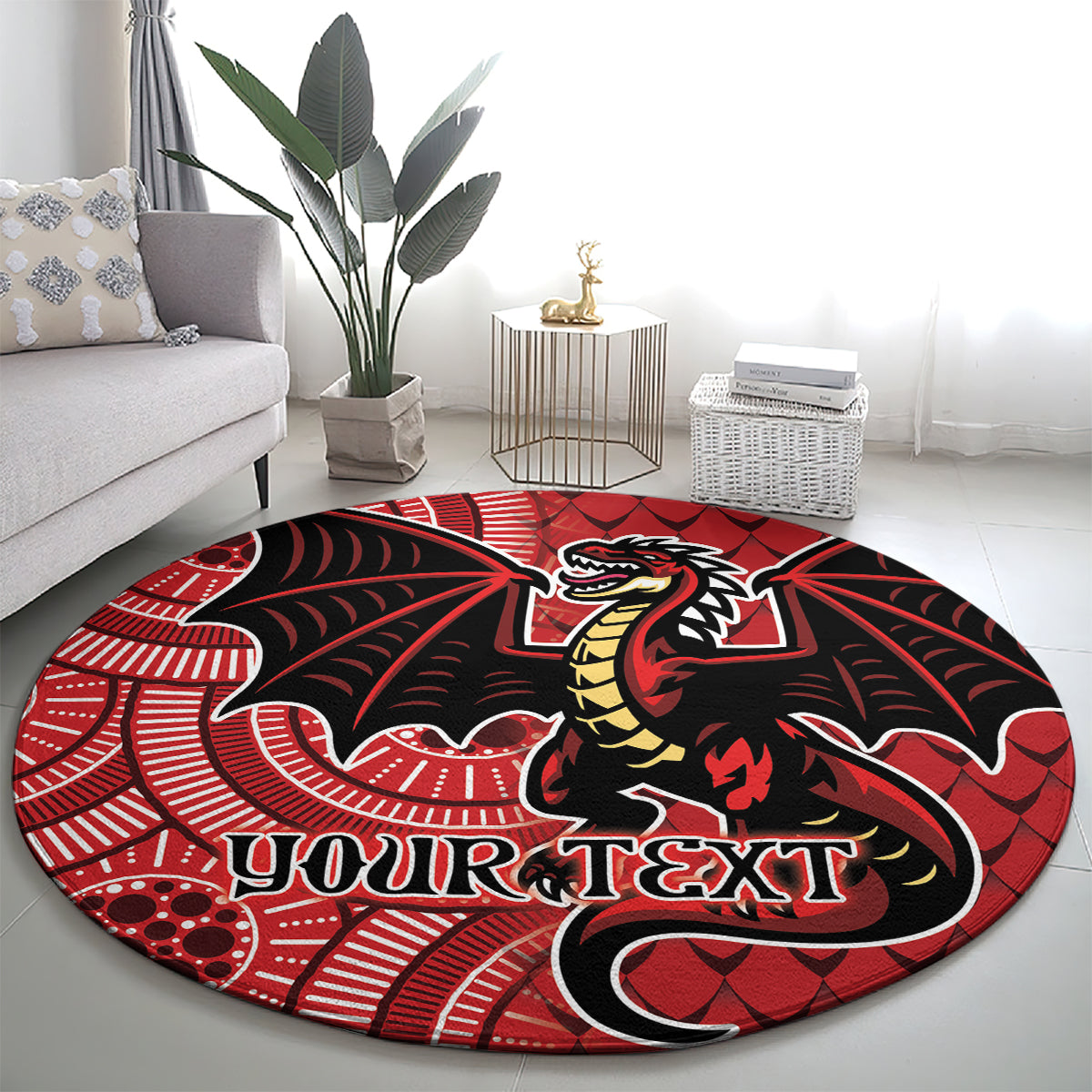 Personalised Dragons NAIDOC Week 2024 Round Carpet Aboriginal Fire Burning Sparks