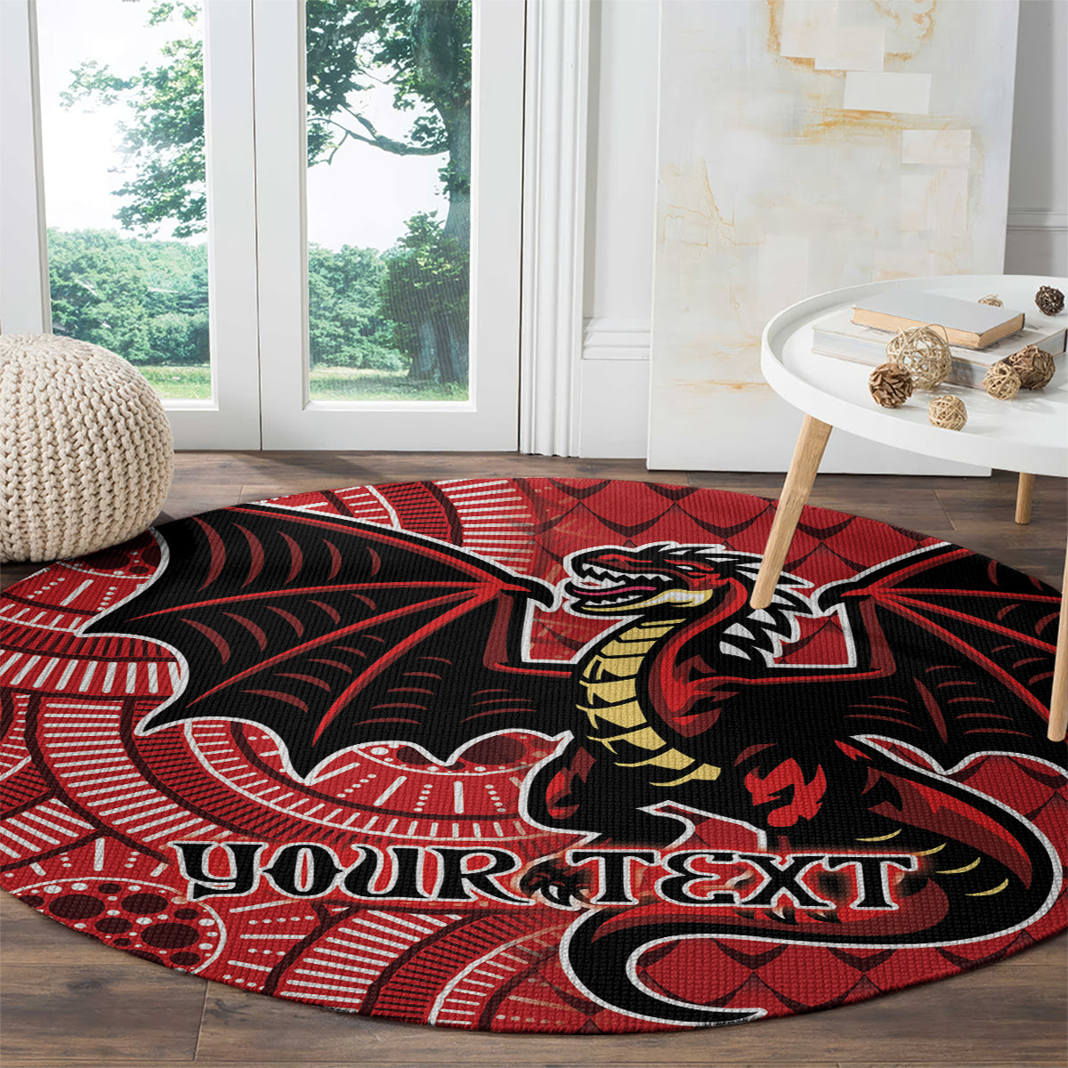 Personalised Dragons NAIDOC Week 2024 Round Carpet Aboriginal Fire Burning Sparks