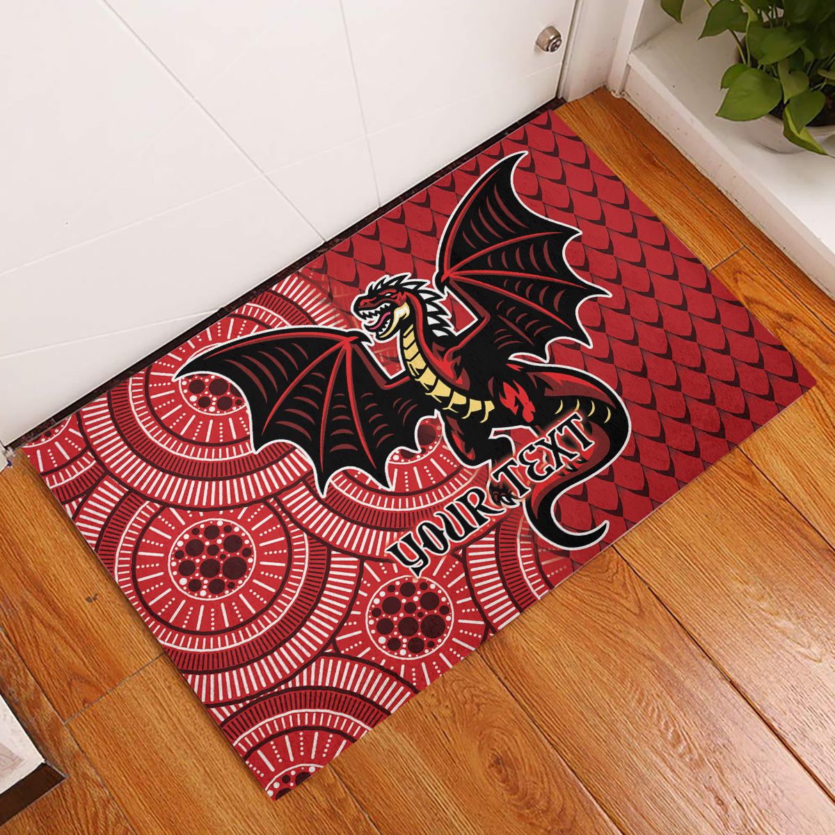 Personalised Dragons NAIDOC Week 2024 Rubber Doormat Aboriginal Fire Burning Sparks