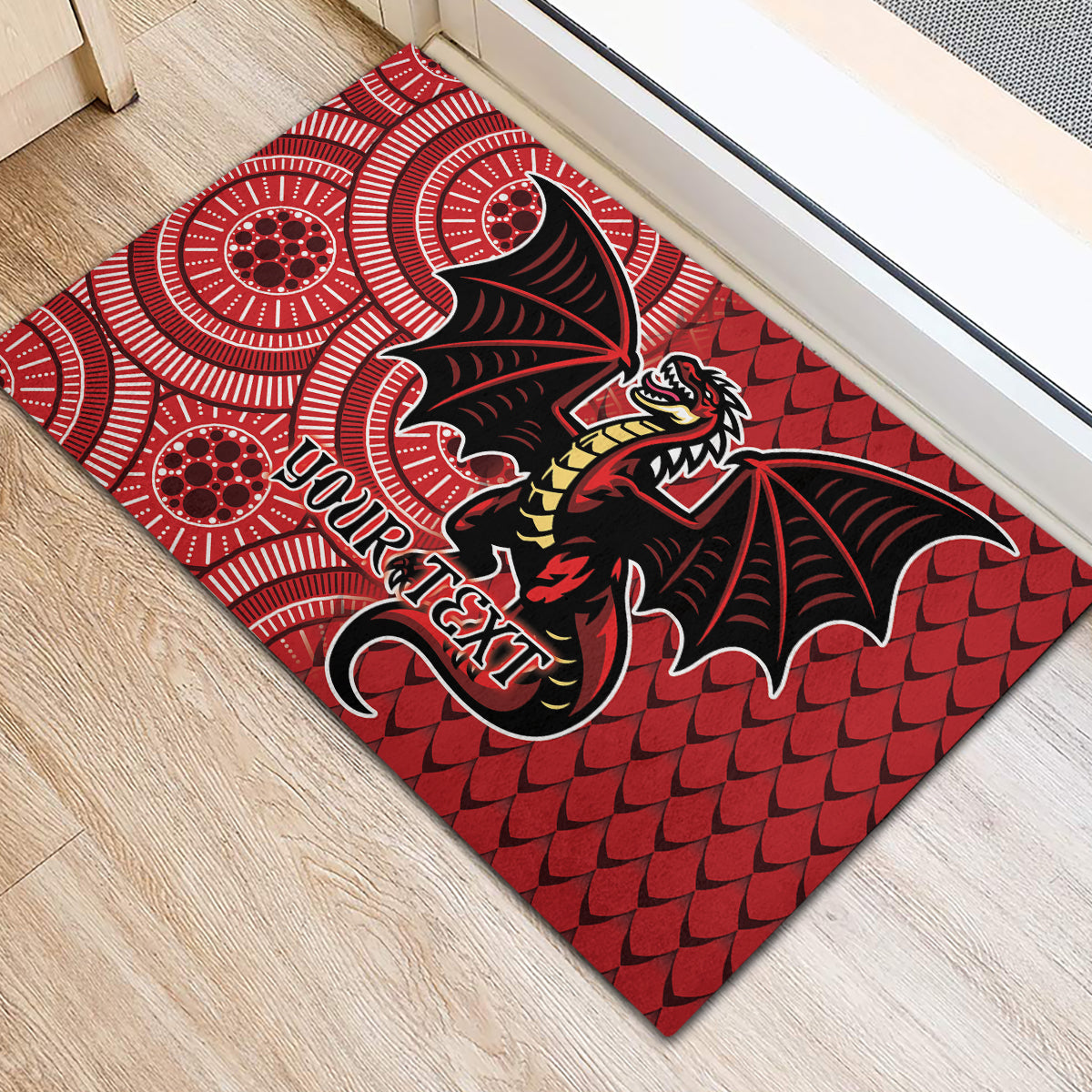 Personalised Dragons NAIDOC Week 2024 Rubber Doormat Aboriginal Fire Burning Sparks