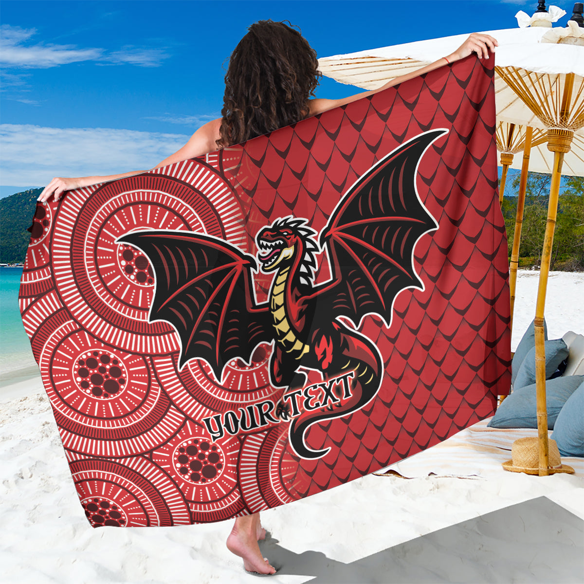 Personalised Dragons NAIDOC Week 2024 Sarong Aboriginal Fire Burning Sparks