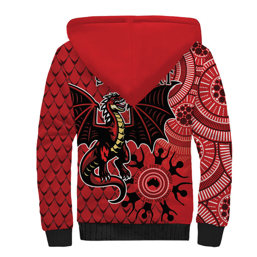 Personalised Dragons NAIDOC Week 2024 Sherpa Hoodie Aboriginal Fire Burning Sparks