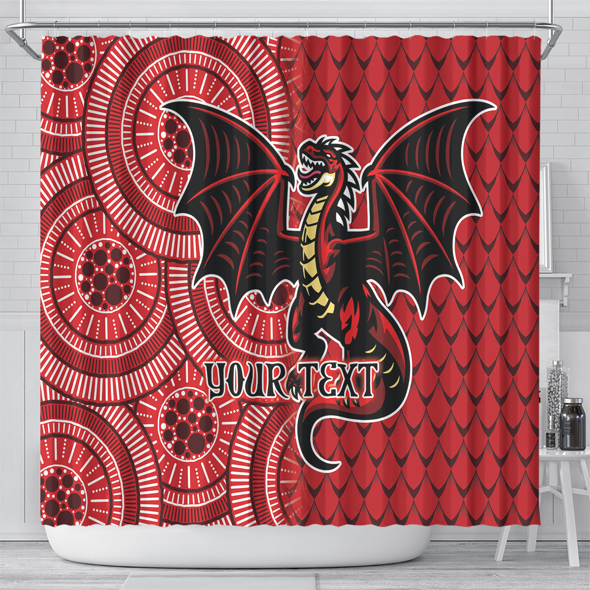 Personalised Dragons NAIDOC Week 2024 Shower Curtain Aboriginal Fire Burning Sparks