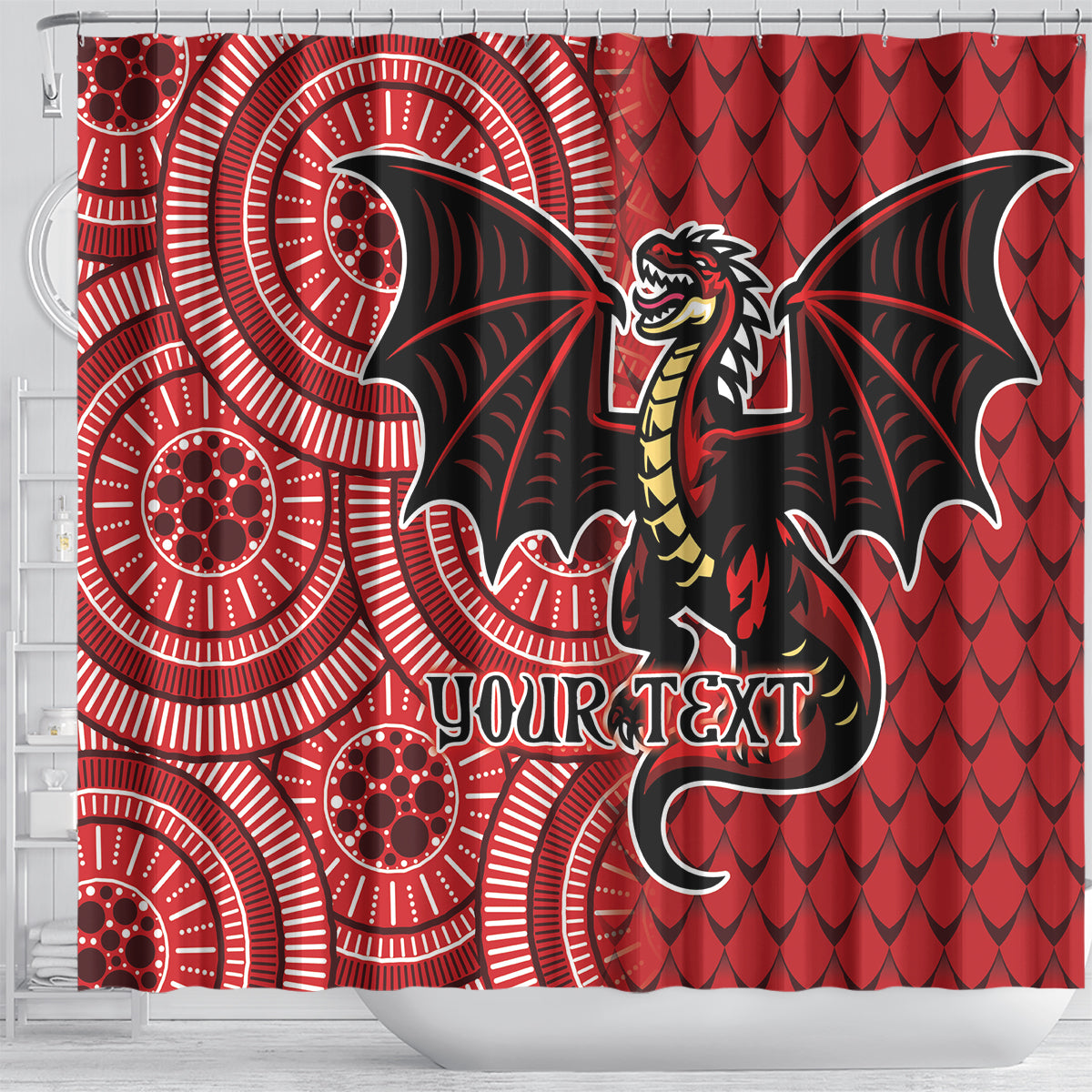 Personalised Dragons NAIDOC Week 2024 Shower Curtain Aboriginal Fire Burning Sparks