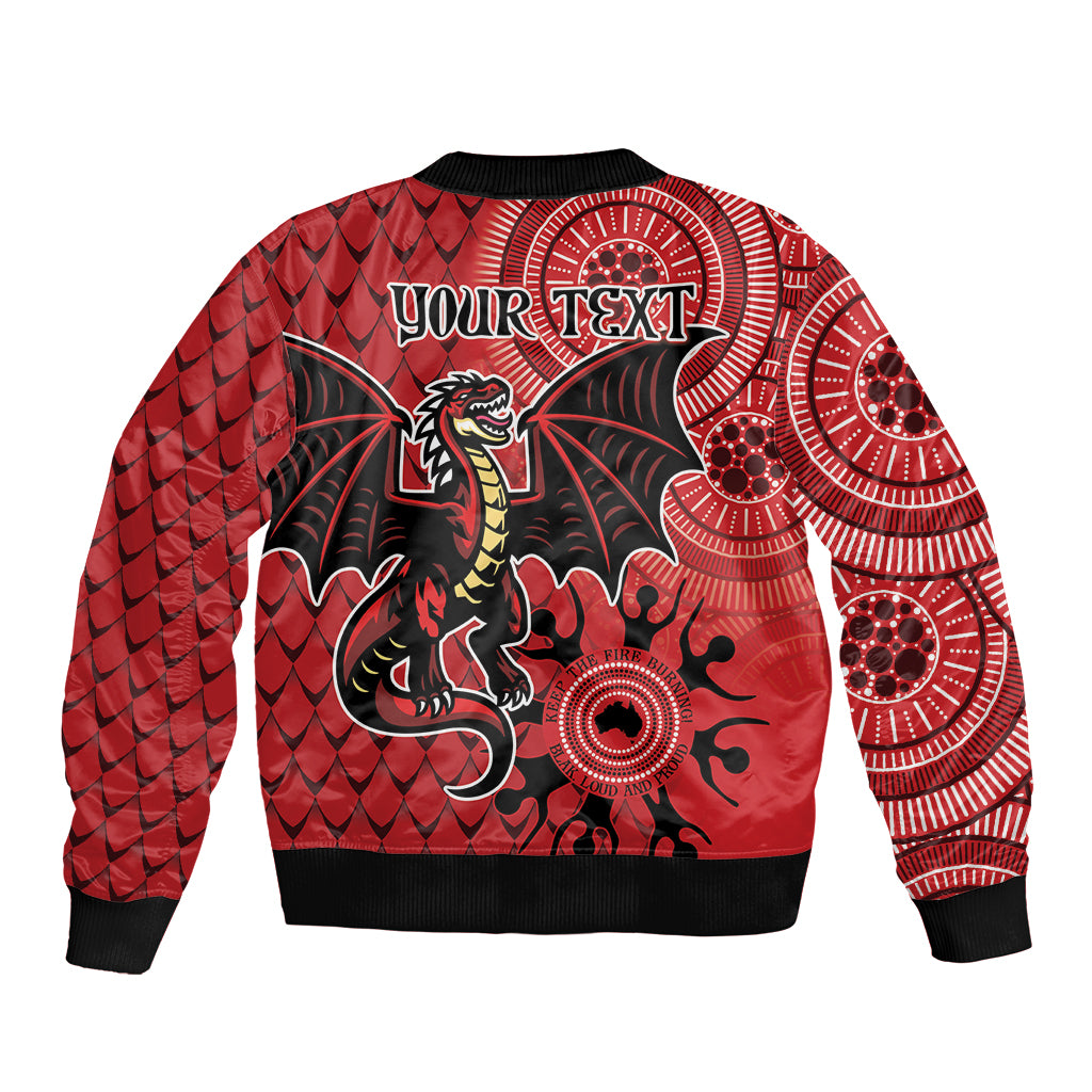 Personalised Dragons NAIDOC Week 2024 Sleeve Zip Bomber Jacket Aboriginal Fire Burning Sparks