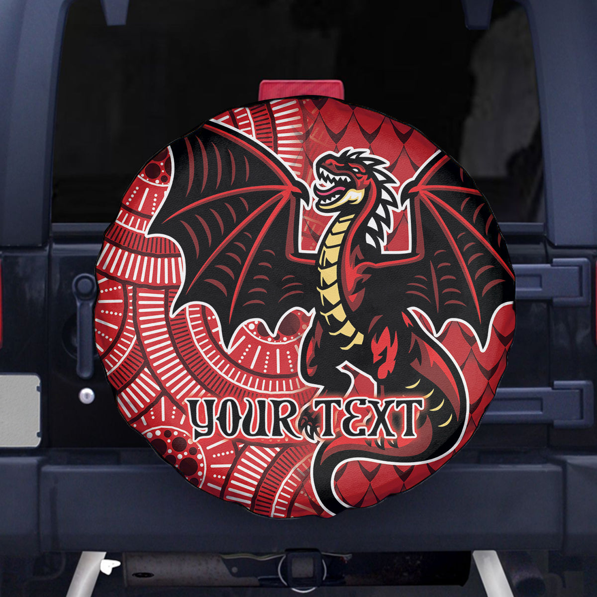 Personalised Dragons NAIDOC Week 2024 Spare Tire Cover Aboriginal Fire Burning Sparks