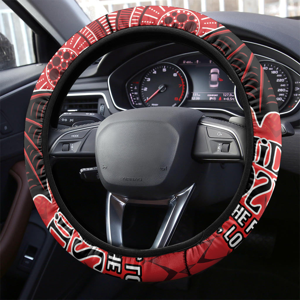 Dragons NAIDOC Week 2024 Steering Wheel Cover Aboriginal Fire Burning Sparks