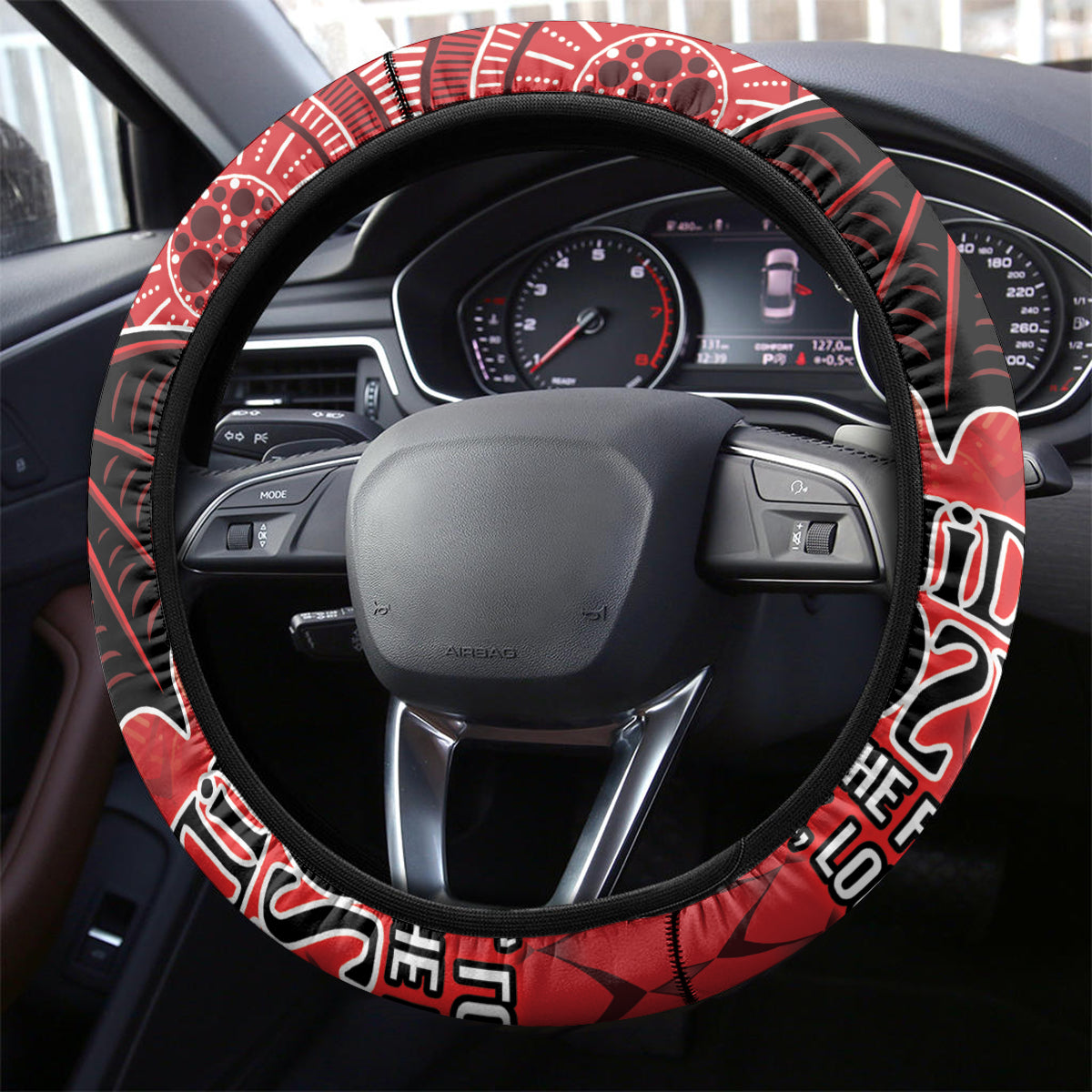 Dragons NAIDOC Week 2024 Steering Wheel Cover Aboriginal Fire Burning Sparks