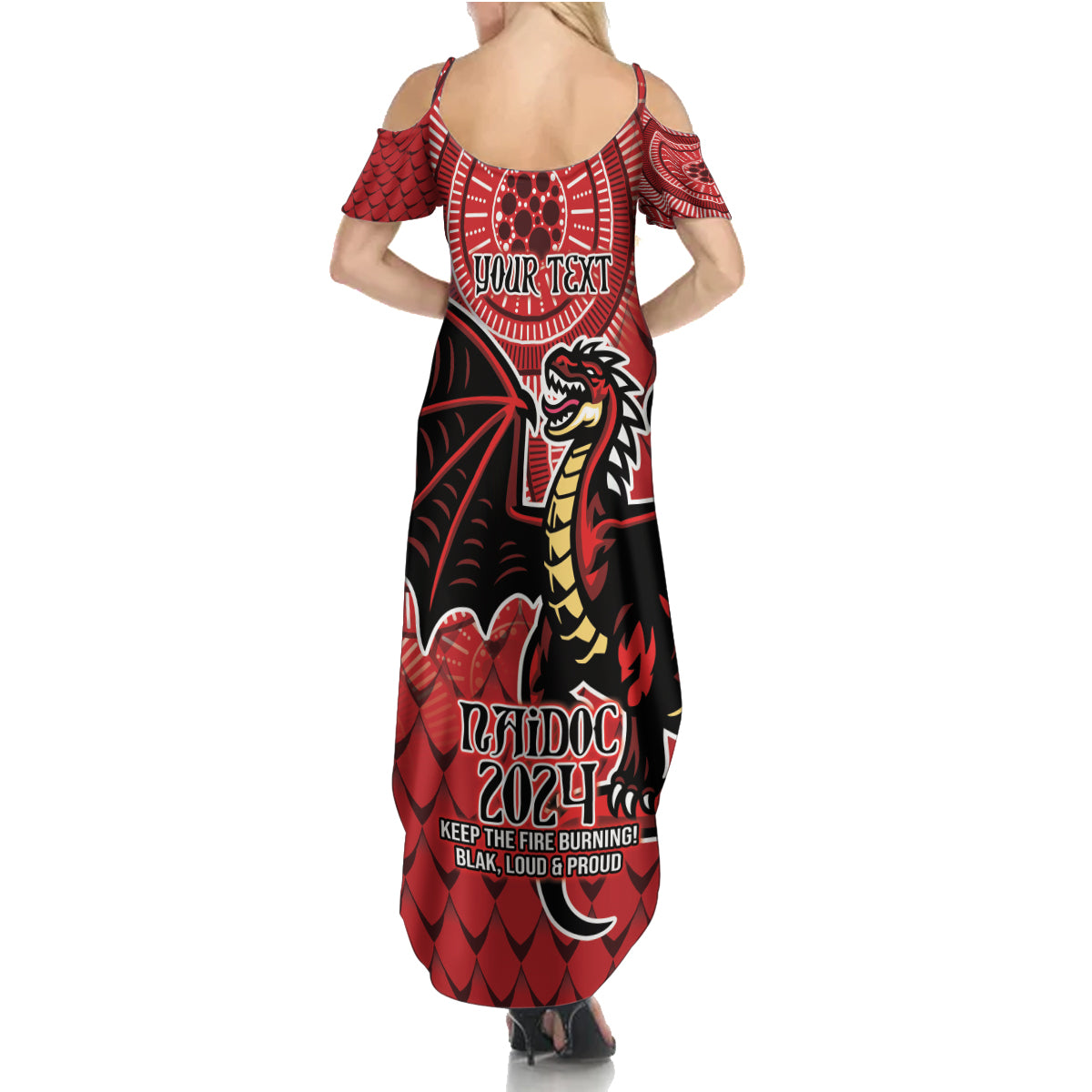 Personalised Dragons NAIDOC Week 2024 Summer Maxi Dress Aboriginal Fire Burning Sparks