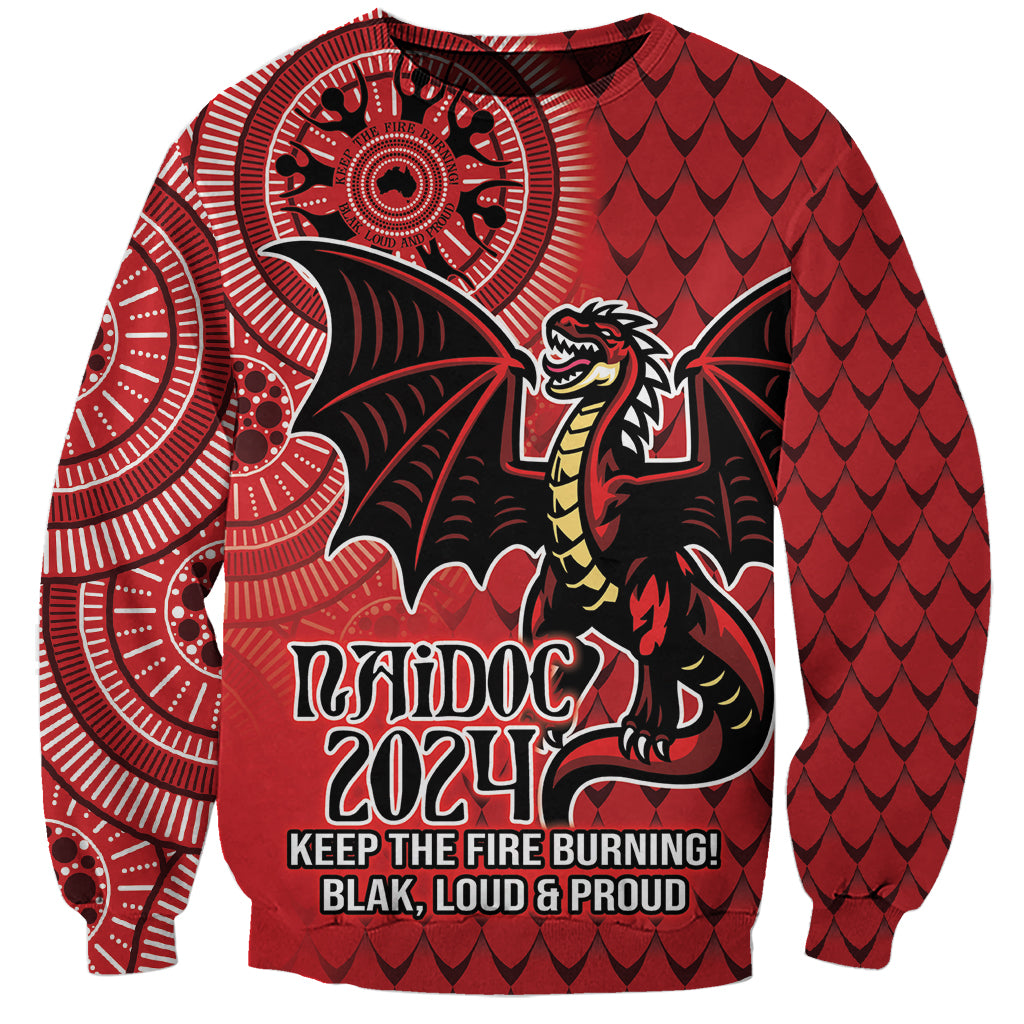Personalised Dragons NAIDOC Week 2024 Sweatshirt Aboriginal Fire Burning Sparks