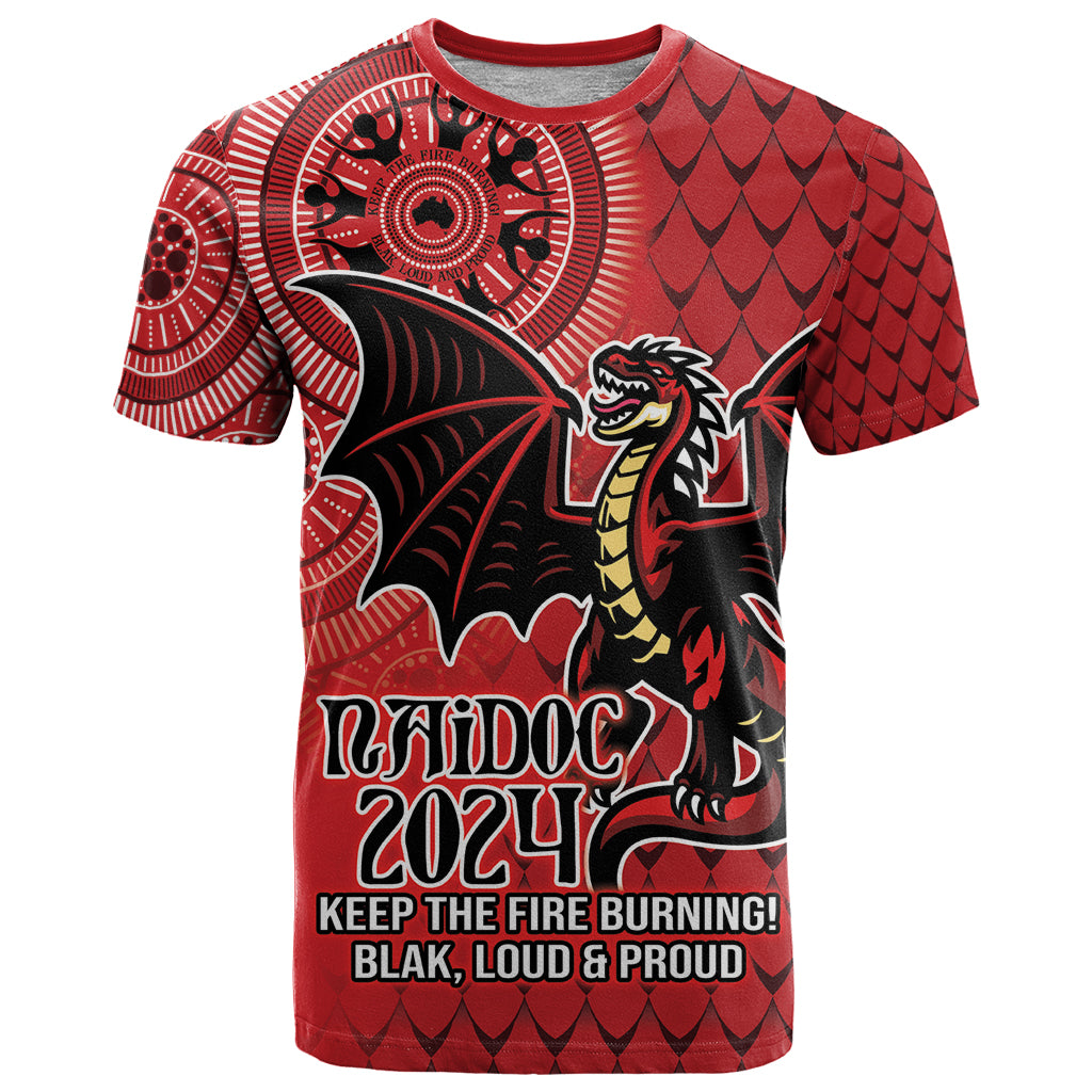 Personalised Dragons NAIDOC Week 2024 T Shirt Aboriginal Fire Burning Sparks