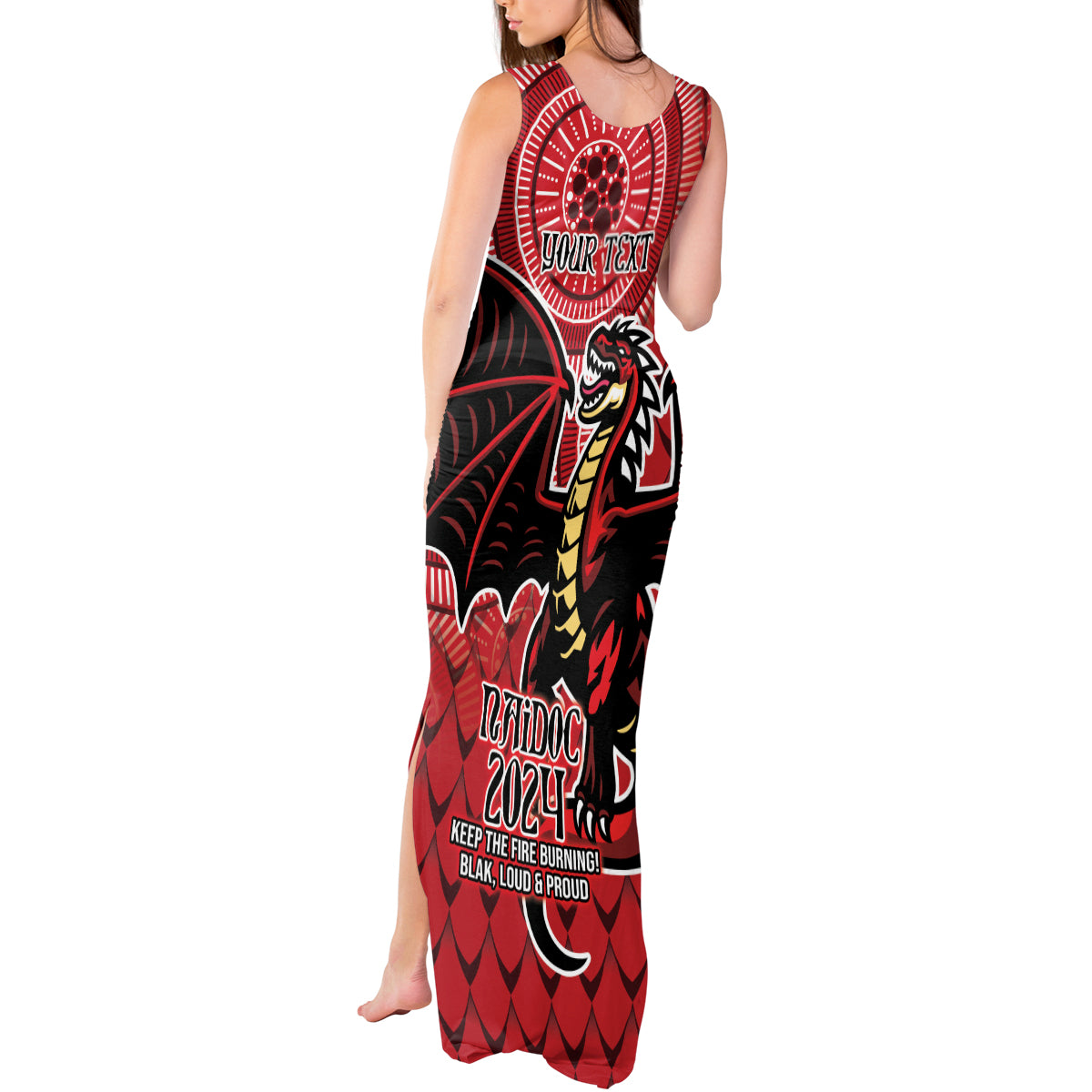 Personalised Dragons NAIDOC Week 2024 Tank Maxi Dress Aboriginal Fire Burning Sparks
