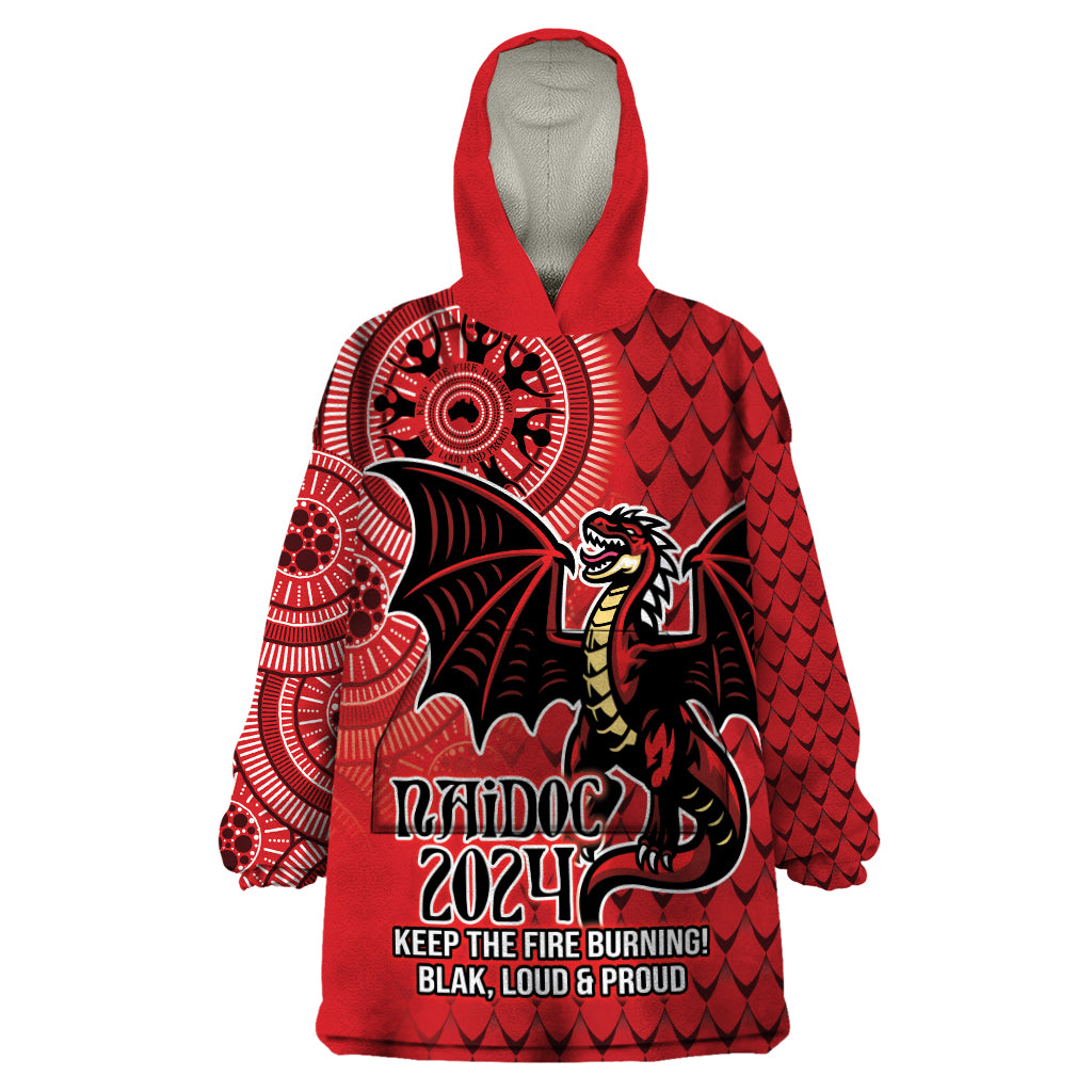 Personalised Dragons NAIDOC Week 2024 Wearable Blanket Hoodie Aboriginal Fire Burning Sparks