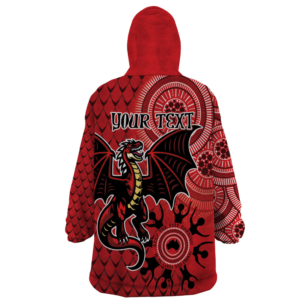 Personalised Dragons NAIDOC Week 2024 Wearable Blanket Hoodie Aboriginal Fire Burning Sparks