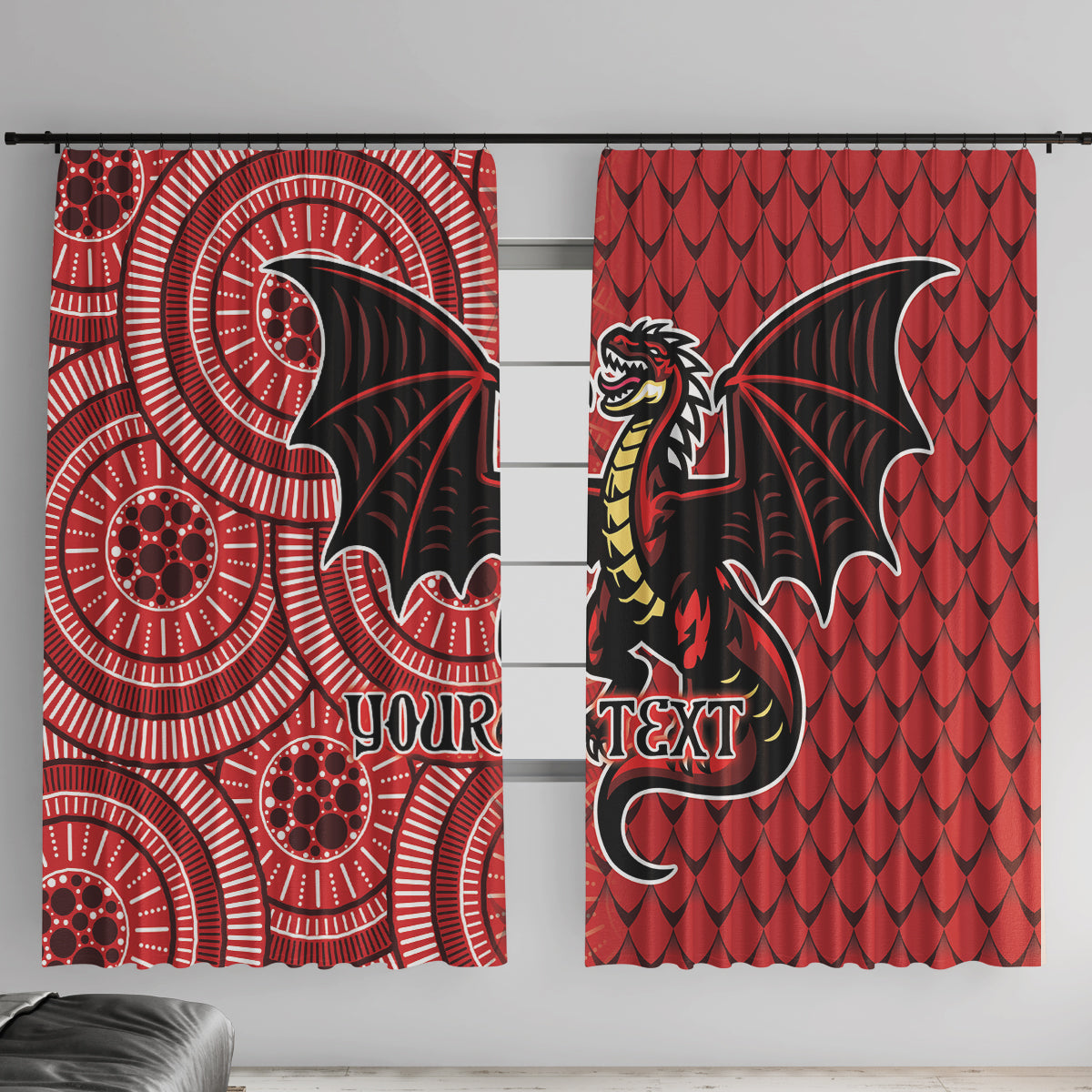 Personalised Dragons NAIDOC Week 2024 Window Curtain Aboriginal Fire Burning Sparks