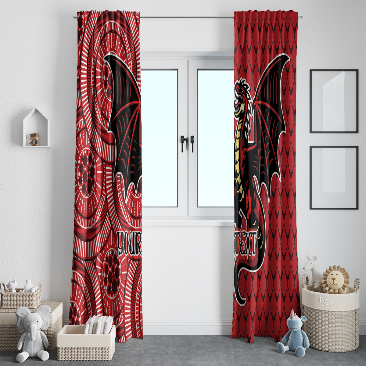 Personalised Dragons NAIDOC Week 2024 Window Curtain Aboriginal Fire Burning Sparks