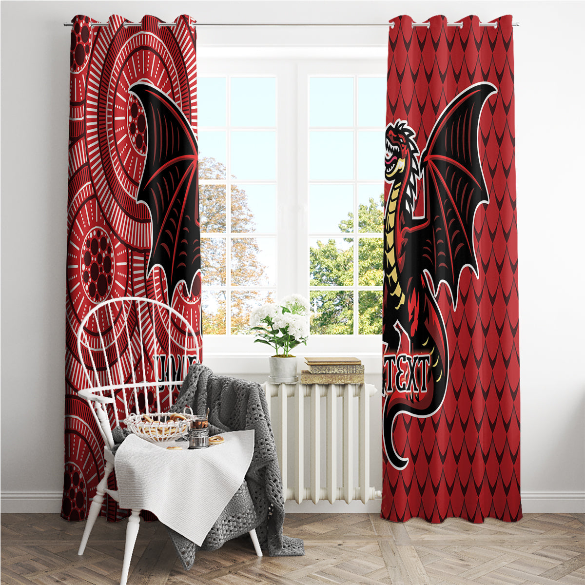 Personalised Dragons NAIDOC Week 2024 Window Curtain Aboriginal Fire Burning Sparks