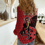 Personalised Dragons NAIDOC Week 2024 Women Casual Shirt Aboriginal Fire Burning Sparks