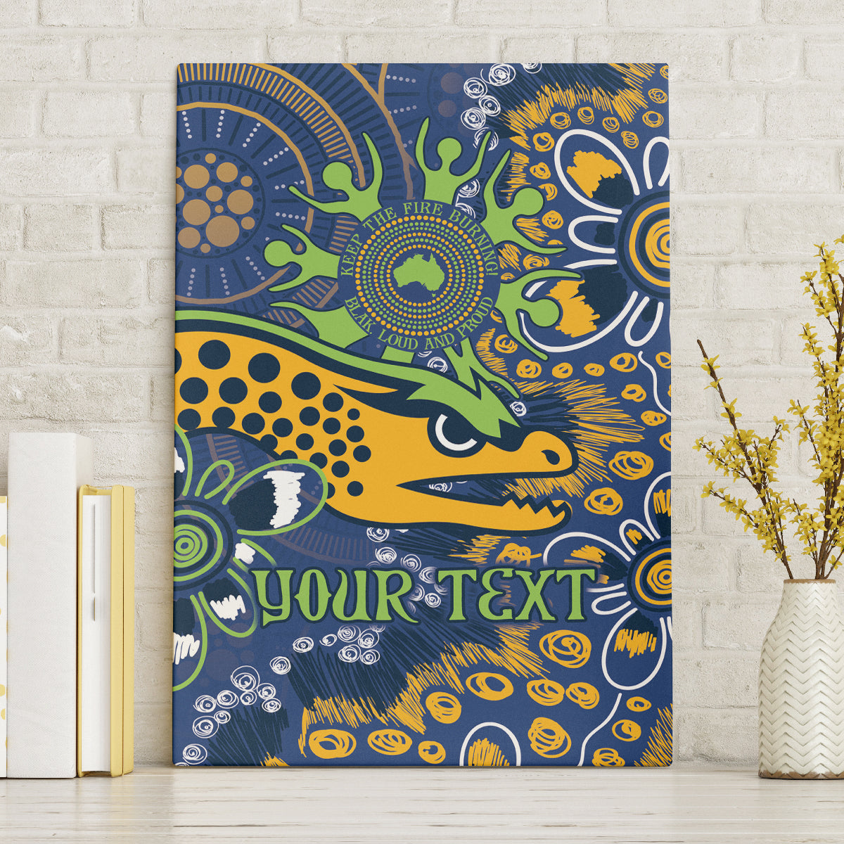 Personalised Eels NAIDOC Week 2024 Canvas Wall Art Aboriginal Fire Burning Sparks