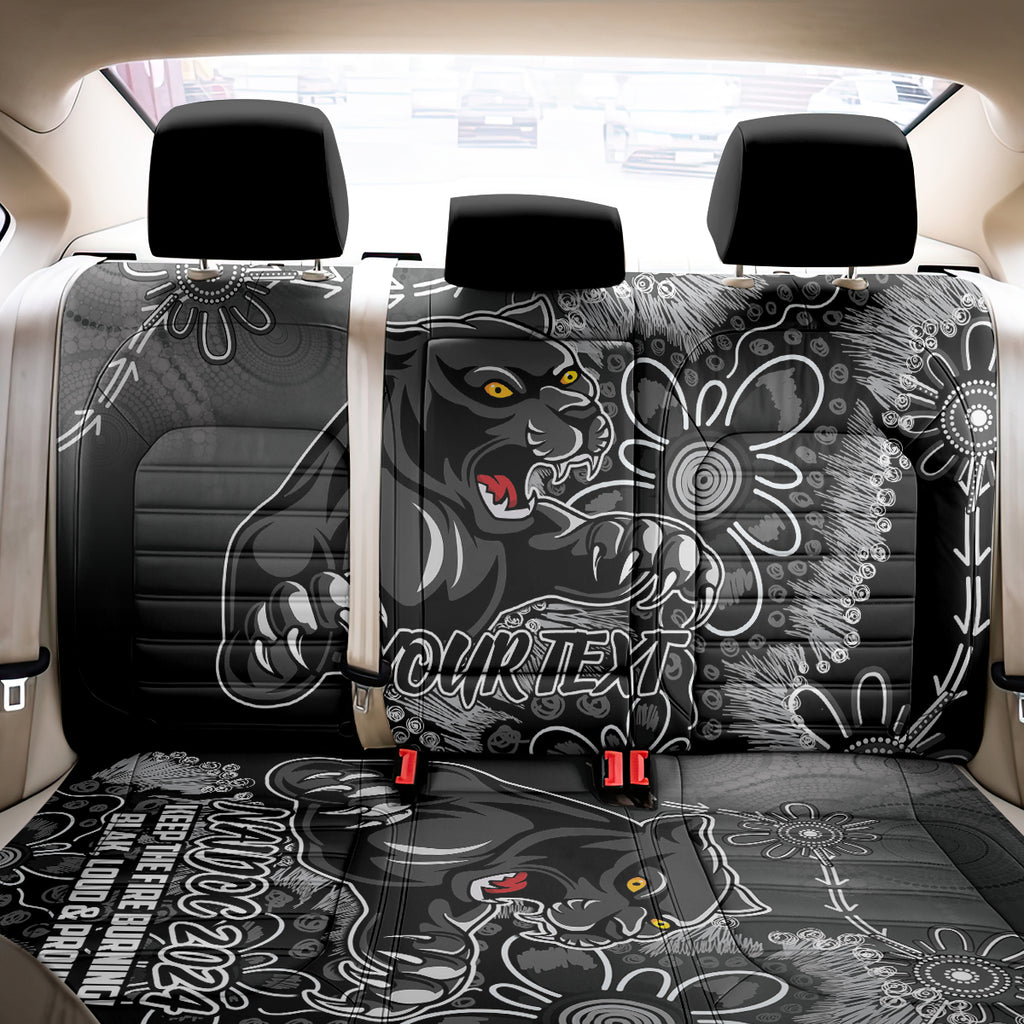 Personalised Panthers NAIDOC Week 2024 Back Car Seat Cover Aboriginal Fire Burning Sparks
